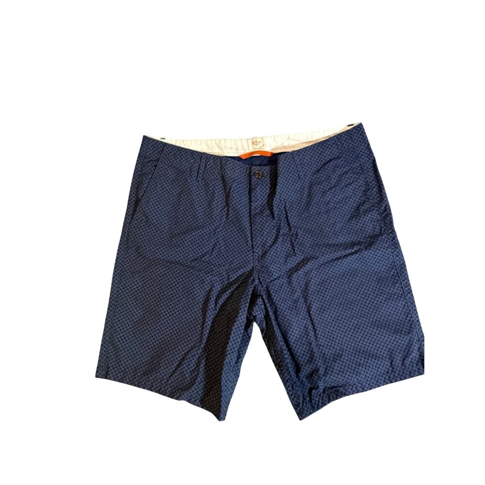 Dockers Blue Pattern Shorts Size 38 Flat Front Casual Cotton Mens